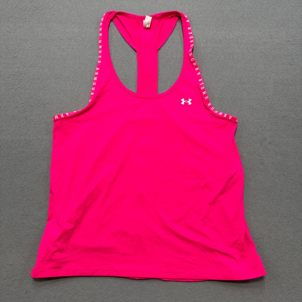Under Armour Tank Top Women's Medium Hot Pink HeatGear Racerback Gym Training